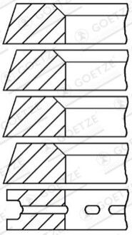 Кольца поршня STD (1,976 x 1,976 x 1,976 x 1,976 x 3,967); Ø 66,69 мм GOETZE 08-522200-00