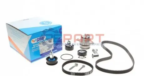 Фото Комплект ГРМ + помпа VW Golf/Jetta/Polo/Seat Toledo/Leon 1.6 16V/FSI 00-05 (130x20 / 58x17) (PA765) GRAF (KP7651) зображення 1