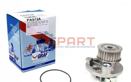 Фото 1 — Помпа води Opel Astra F/G/H/Omega B/Vectra A/B/Zafira A/B 1.8i/2.0i/2.2i/2.4 94- (25z) (R/B) (8 лоп) GRAF (PA572A) Фото Помпа води Opel Astra F/G/H/Omega B/Vectra A/B/Zafira A/B 1.8i/2.0i/2.2i/2.4 94- (25z) (R/B) (8 лоп) GRAF (PA572A) зображення 1