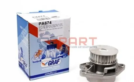 Фото Помпа води Skoda Fabia/Octavia/Seat Ibiza/Cordoba/VW Caddy/Golf/Polo 1.4/1.4 16V 00-(27z)(B/B)(7лоп) GRAF (PA674) зображення 1