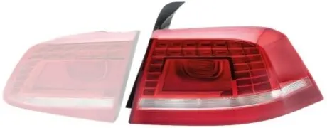 Ліхтар задній Лів (зовнішн, LED/P21W/W21W, колір повороту білий, колір скла білий/червон, світло заднього ходу) VW PASSAT B7 Седан 08.10-12.14 HELLA 2SK010744031