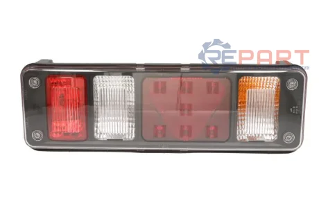 Ліхтар задній Лів Hybrid (LED/P21W, 24В, з індикатором, світло протитуманних фар, світло заднього ходу, із стоп-сигналом, паркувальні вогні, аварійний трикутник, бокові зазори, конектор: 4x SuperSeal HELLA 2VP340961411