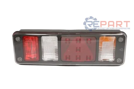 Ліхтар задній Прав Hybrid (LED/P21W, 24В, з індикатором, світло протитуманних фар, світло заднього ходу, із стоп-сигналом, паркувальні вогні, аварійний трикутник, бокові зазори, конектор: 4x SuperSeal HELLA 2VP340961421