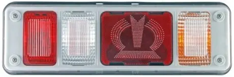 Ліхтар задній Прав (LED/P21W, 24В, з індикатором, світло протитуманних фар, світло заднього ходу, із стоп-сигналом, паркувальні вогні, аварійний трикутник) KRONE HELLA 2VP340961521