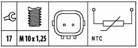 Датчик, температура охолоджувальної рідини HELLA 6PT009309-421