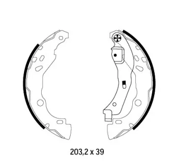 RENAULT Щеки гальмівні Clio II, Logan, Nissan Micra IV, Note (система BOSCH!) HELLA 8DB 355 002-641 Купити в Україні