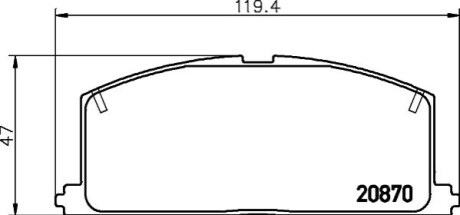 Гальмівні колодки, дискове гальмо (набір) HELLA 8DB355006091