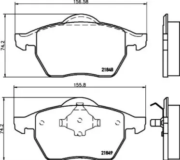 Гальмівні колодки, дискове гальмо (набір) HELLA 8DB355008001