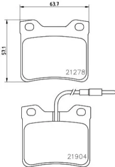 Колодки гальмівні (задні) Peugeot 406 96-04/605 89-11 (+датчики) HELLA 8DB355008171
