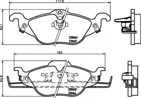 Гальмівні колодки дискові перед. Opel Astra G 1.2-1.8 98- HELLA 8DB 355 008-571 (фото 1)