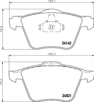 Тормозные колодки дисковые перед. Ford Galaxy 06-, Mondeo 07-,Volvo S80,V70 HELLA 8DB 355 013-001