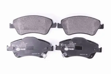 Колодки гальмівні (передні) Toyota Auris 06-12/Corolla 06-14 (з прижимною пластиною) HELLA 8DB355013561