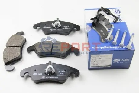 Колодки гальмівні (передні) Audi A4 07-18/A5 07-(+датчик) HELLA 8DB355013-751 Купити в Україні