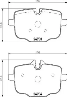 Тормозные колодки дисковые комплект; задн. HELLA 8DB355014361