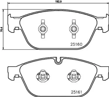 Колодки гальмівні (передні) Audi A8/Q5 10- (з датчиком) (Ate) HELLA 8DB 355 016-021