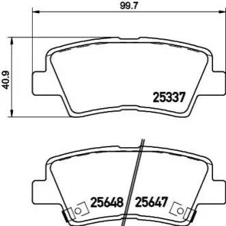 Гальмівні колодки дискові T2210 HELLA 8DB355020371
