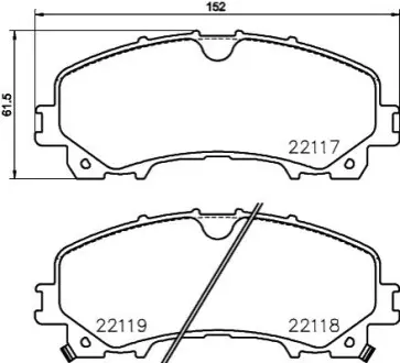 Колодки гальмівні (передні) Nissan X-Trail/Infiniti Q50 13-/Renault Koleos 16 HELLA 8DB355024621
