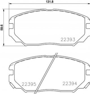 Тормозные колодки (передние) Hyundai Sonata/Elantra 01-11/ix20 10-/Tucson/Kia Sportage/Carens 04- HELLA 8DB355024891 (фото 1)