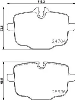 Колодки гальмівні (задні) BMW 5 (G30/G31)/7 (G11/G12)/X5 (G05)/X6 (G06) 17 HELLA 8DB355024921 Купити в Україні