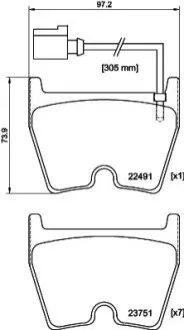 Фото Гальмівні колодки HELLA (8DB355025171) зображення 1