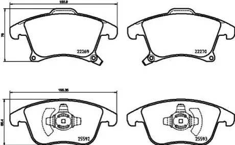 Колодки гальмівні (передні) Ford Galaxy III/S-Max/Mondeo V/Fusion 13-/Ford (США) Fusion 05 HELLA 8DB 355 025-201