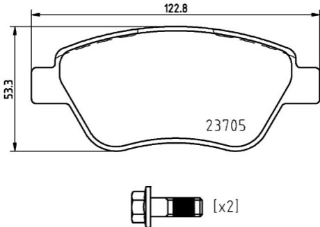 Гальмівні колодки (передні) Fiat Doblo 00-/Panda 03-/500 II 07-/Lancia Musa 04-12 HELLA 8DB355025301