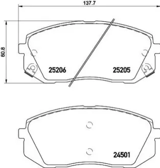 Колодки гальмівні (передні) Hyundai i30/Kona/Kia Pro Ceed/Soul 14 HELLA 8DB355025981