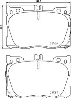 Колодки гальмівні (передні) MB C-class (W205)/E-class (W213/C238)/GLC-class (X253)/CLS (C257) 15 HELLA 8DB355031701