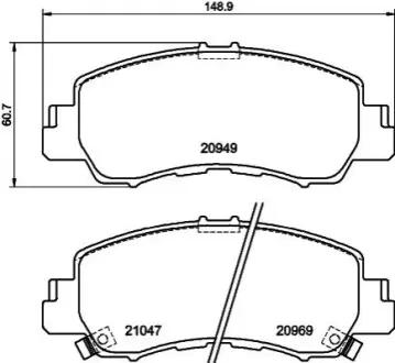 Колодки гальмівні (передні) Mitsubishi Eclipce Cross 17 HELLA 8DB355040521