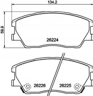 Колодки тормозные (передние) Kia Soul 1.6/2.0 19- (+датчик) HELLA 8DB355040591