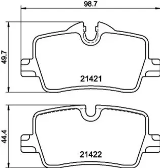 Колодки гальмівні (задні) BMW 3 (G20/G21/G80/G81/G28)/4 (G22/G23/G82/G83/G26) 18-/2 (G42/G87) 21 HELLA 8DB355040681