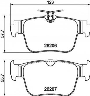 Колодки гальмівні (задні) Audi A3/Seat Leon/Skoda Octavia/VW Golf VIII 19-/Caddy 20- HELLA 8DB355040851 (фото 1)