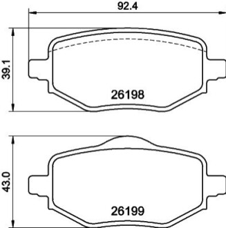 Колодки гальмівні (задні) Citroen C4 20-/Peugeot 2008/208/Opel Corsa F 19-/Mokka 20- HELLA 8DB355040971