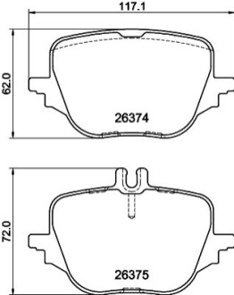 Тормозные колодки (задние) MB C-class (W206)/S-class (W223) 20- (ZF) Q+ HELLA 8DB355041021 (фото 1)