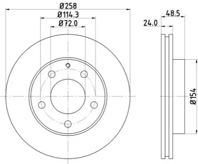 Диск гальмівний (передній) Mazda 6/MX-6 1.8-2.0 92-02/Premacy 99-05 (258x24) HELLA 8DD355103221