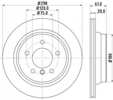 Диск тормозной задний 298x20mm BMW E39 96-03 HELLA 8DD 355 104-611