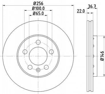 Гальмівний диск перед. Golf 97-06/Bora 99-05/Octavia 97-10 (256x22) HELLA 8DD355105361