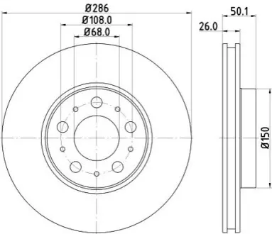Диск гальмівний (передній) Volvo S60/S80/V70/XC70 97-10 (285.8x26) HELLA 8DD355107051