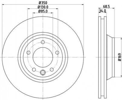 Диск гальмівний PRO перед. прав. Audi Q7 3.0TDI/Porsce Cayenne/VW Touareg 3.0TDI-6.0TDI 09.02- HELLA 8DD 355 109-781