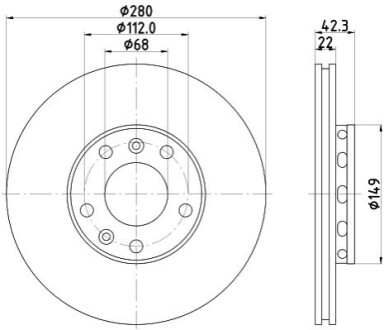 Гальмівний диск зад. A8/Phaeton 02-10 2.8-4.2 HELLA 8DD355113-321