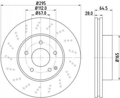 PRO DB тормозной диск передний.W204 07- HELLA 8DD 355 114-391 (фото 1)