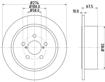 Диск гальмівний (задній) Subaru Legacy/Outback 98-09 (274x10) HELLA 8DD355114-641