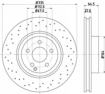 Тормозной диск передний Mercedes S (W221) 2.2D-5.5 10.05-12.13 HELLA 8DD 355 115-011 (фото 1)