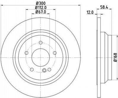Тормозной диск задний. DB W221 2.5-4.0 05- HELLA 8DD 355 115-411