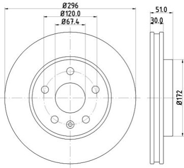 Тормозной диск перед. Insignia A/Malibu 08- 1.4-2.4 (PRO) HELLA 8DD355116-031