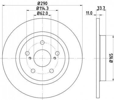 Диск гальмівний задний Toyota Avensis 09- HELLA 8DD 355 116-121 (фото 1)