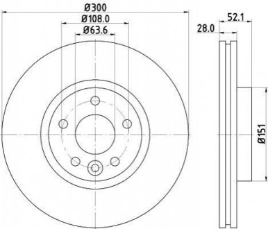 Тормозной диск передний Ford Mondeo 1.6-2.5 03.07-01.15 HELLA 8DD 355 116-221 (фото 1)