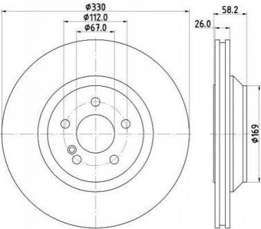 PRO DB Тормозной диск задний. W221, C216 HELLA 8DD 355 116-281 (фото 1)