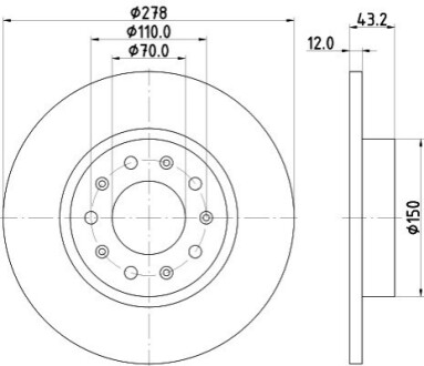 Тормозной диск зад. Fiat 500X Jeep Renegade 1.0-2.4 06.05- HELLA 8DD 355 116-671