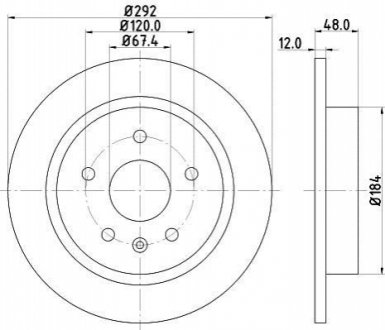 Тормозной диск задний. Opel Insignia 08-, Saab 9-5 1.4-2.4 08- HELLA 8DD 355 116-831 (фото 1)